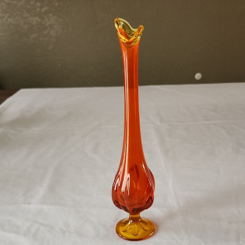 MCM Viking Swung Amberina Tall Glass Vase